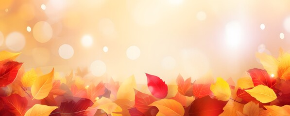 Autumn Leaves Banner Design With Bokeh Background