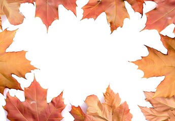 Obraz premium Autumn Leaves Frame with White Space for Text