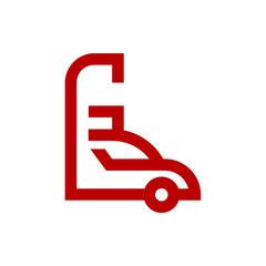 a logo combination of a letter or alphabet or number with car in red color