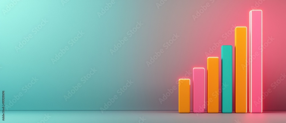 Poster colorful bar graph on gradient background