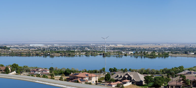 Palmdale Lake panorama in Los Angeles County shown on a sunny day in Southern California, on September 21, 2024.