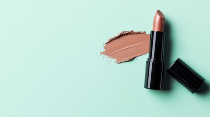 Shimmery Bronze Lipstick and Stroke on Background