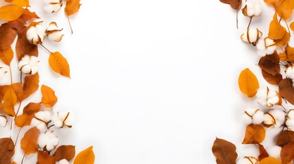 Autumn Leaves and Cotton Floral Border