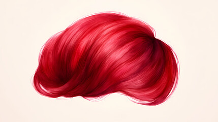 A close up of a red wig with a messy, curly style. The hair is styled to look like it's been dyed red, and it has a lot of volume. The wig is positioned on a white background