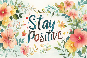 Colorful floral composition surrounding an inspiring message, perfect for conveying positivity and motivation
