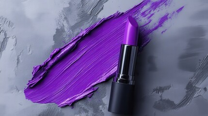 Vibrant Purple Lipstick with Bold Stroke on Surface