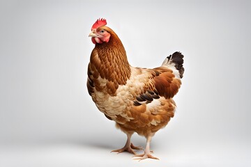 Fototapeta premium Barnevelder hen on white background, AI Generated