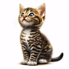 Obraz premium Cute Illustrated Tabby Cat on White Background