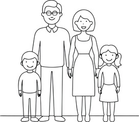 family outline, line art family illustration, simple family line art, loving family line art, hand-drawn family vector illustration