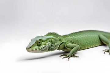 Fototapeta premium Basilisk lizard on white background, AI Generated