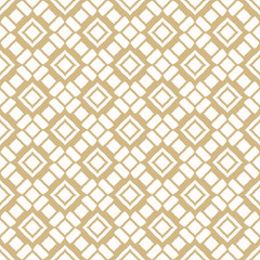 Abstract golden vector geometric seamless ornament in oriental style. Elegant gold and white pattern with diamond shapes, grid, lattice, floral silhouettes. Abstract background texture. Repeat design