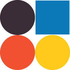 Bauhaus element. Modern geometric abstract shape in minimal style. Brutalism basic form, line, eye, circle and pattern, art vector icon. Colorful figure and dots simple design, white background