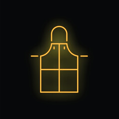 Simple line icon of a bib apron glowing yellow, a concept related to cooking and housework