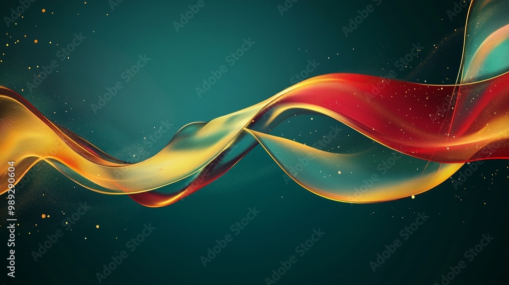 Aufkleber abstract swirling ribbons in vibrant colors create a dynamic visual effect against a teal background