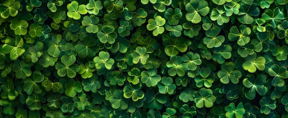 Green Clover Leaves Pattern Background for St Patrick's Day
