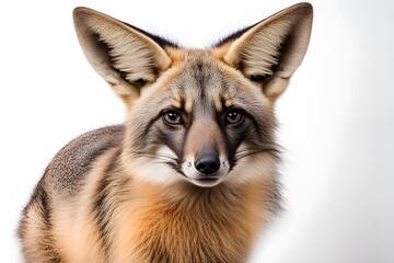 Bat eared fox on white background, AI Generated
