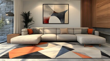 Cozy and inviting modern living room with a large comfortable sectional sofa minimalist stylish decor