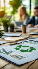 A corporate sustainability report being presented at a board meeting