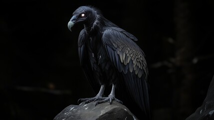 A Majestic Vulture Perched Against a Dark Background