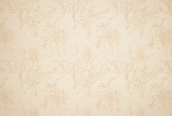 Beige Damask Patterned Background With Intricate Floral Motifs
