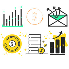 set of icons marketing money trading