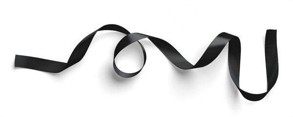 Curved Black Satin Ribbon
