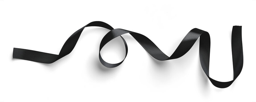 Curved Black Satin Ribbon