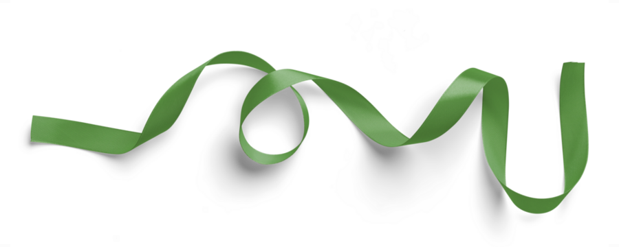 Curved Green Satin Ribbon