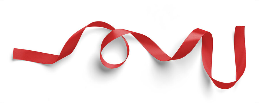 Curved Red Satin Ribbon