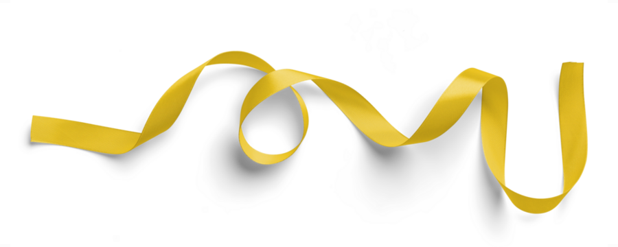 Curved Yellow Satin Ribbon