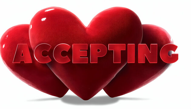 Accepting Word. with red hearten shape positive Motivational and inspirational word