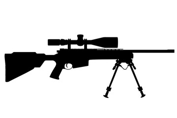 silhouette of a Modern Rifle with Bipod