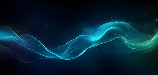 Abstract Blue Green Aurora Wave Background