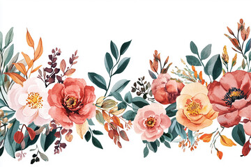 This beautiful watercolor flower arrangement elements
