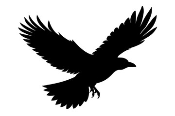 Flying bird black silhouette vector illustration.