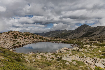 Naklejka premium Estany del Cap dels Pessons, lake de Pessons in the Pyrenees mountains of Andorra, summertime