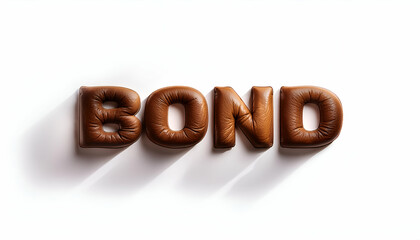 Bond Word. made of leather fluffy texture isolated on white background