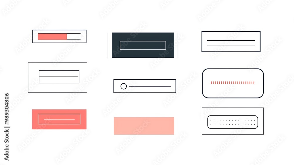 Aufkleber modern minimalist labels collection with thin borders on clean white background - flat vector art de