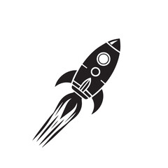 Silhouette of rocket. Rocket logo, icon vector design. Rocket vector illustration.