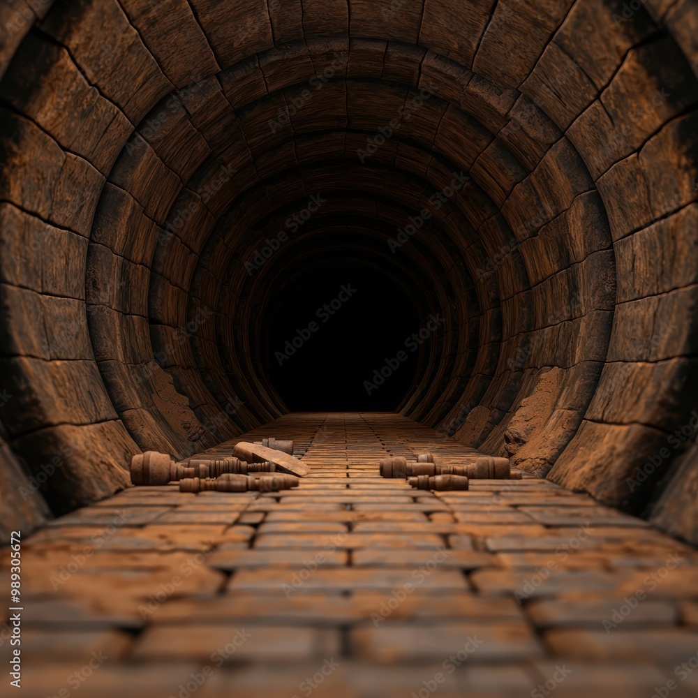 Aufkleber mysterious tunnel with abandoned objects inside