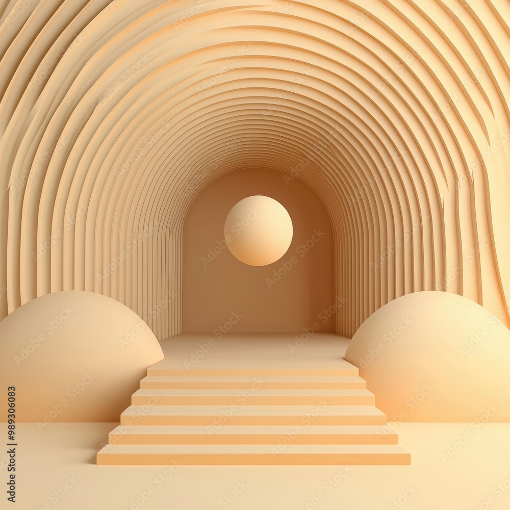 Poster soft archway with geometric elements in warm tones