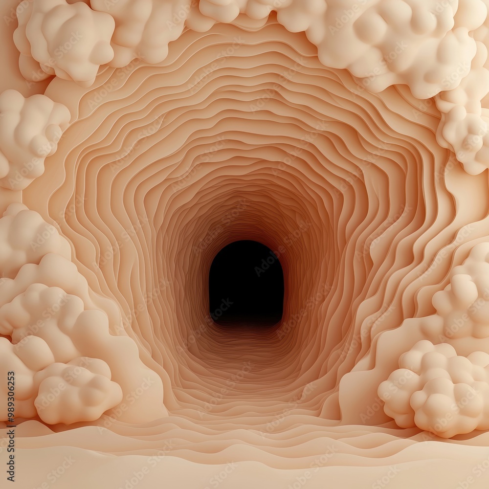 Poster abstract tunnel with soft textured walls