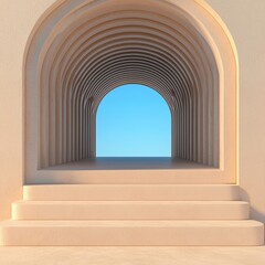 Fototapeta premium Modern Archway with Clear Sky View
