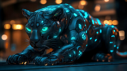 Cybernetic Panther 3D Illustration