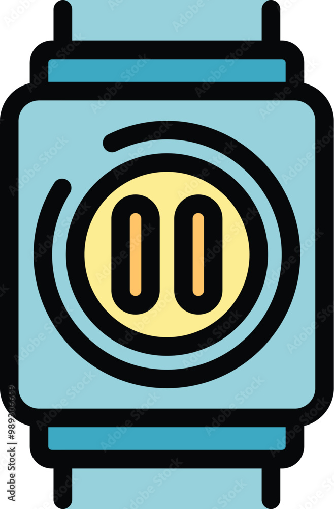 Poster this vector illustration features a blue smartwatch displaying a pause button icon, indicating a bre