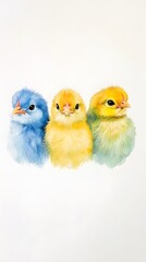 Colorful Chicks Painting, Abstract Image, Texture, Pattern Background, Wallpaper, Cover and Screen for Smartphone, PC, Laptop, 9:16 and 16:9 Format