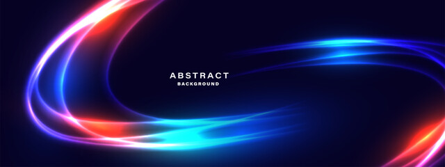 Abstract dynamic neon light trail background. 
