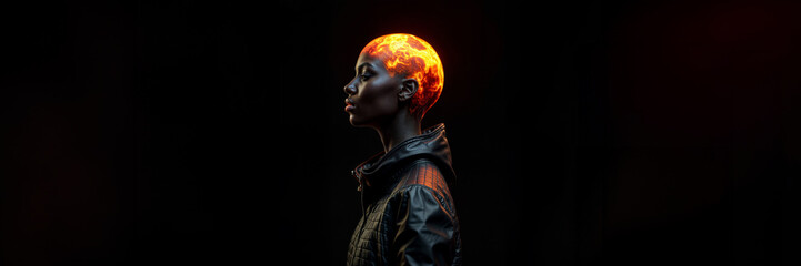 fire hair burning head burnout dark fashion