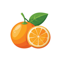 Vibrant Illustration of Fresh Orange on White Background