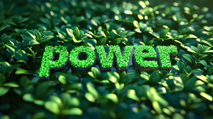 The word 'power' displayed in bold green text, symbolizing energy, growth, and influence.
